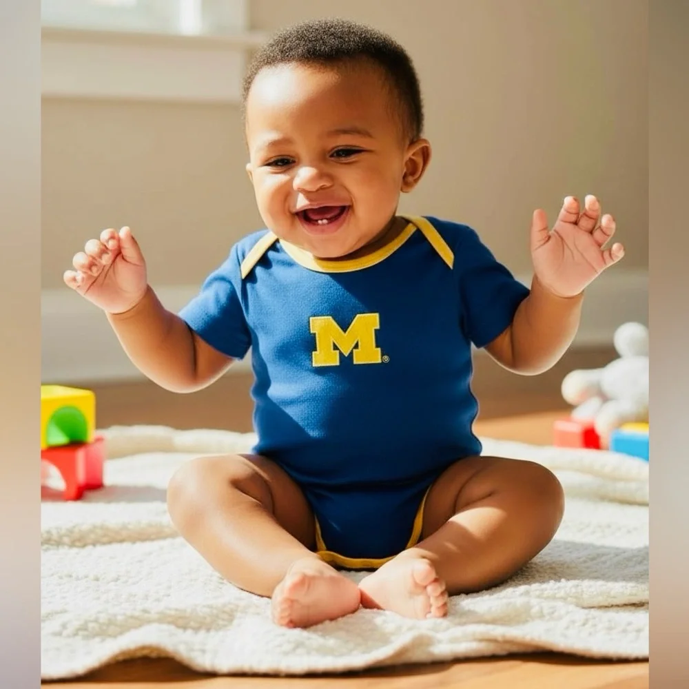 University of Michigan (UofM) Maze & Blue Infant Onesie. Authentic. Unisex. NWT